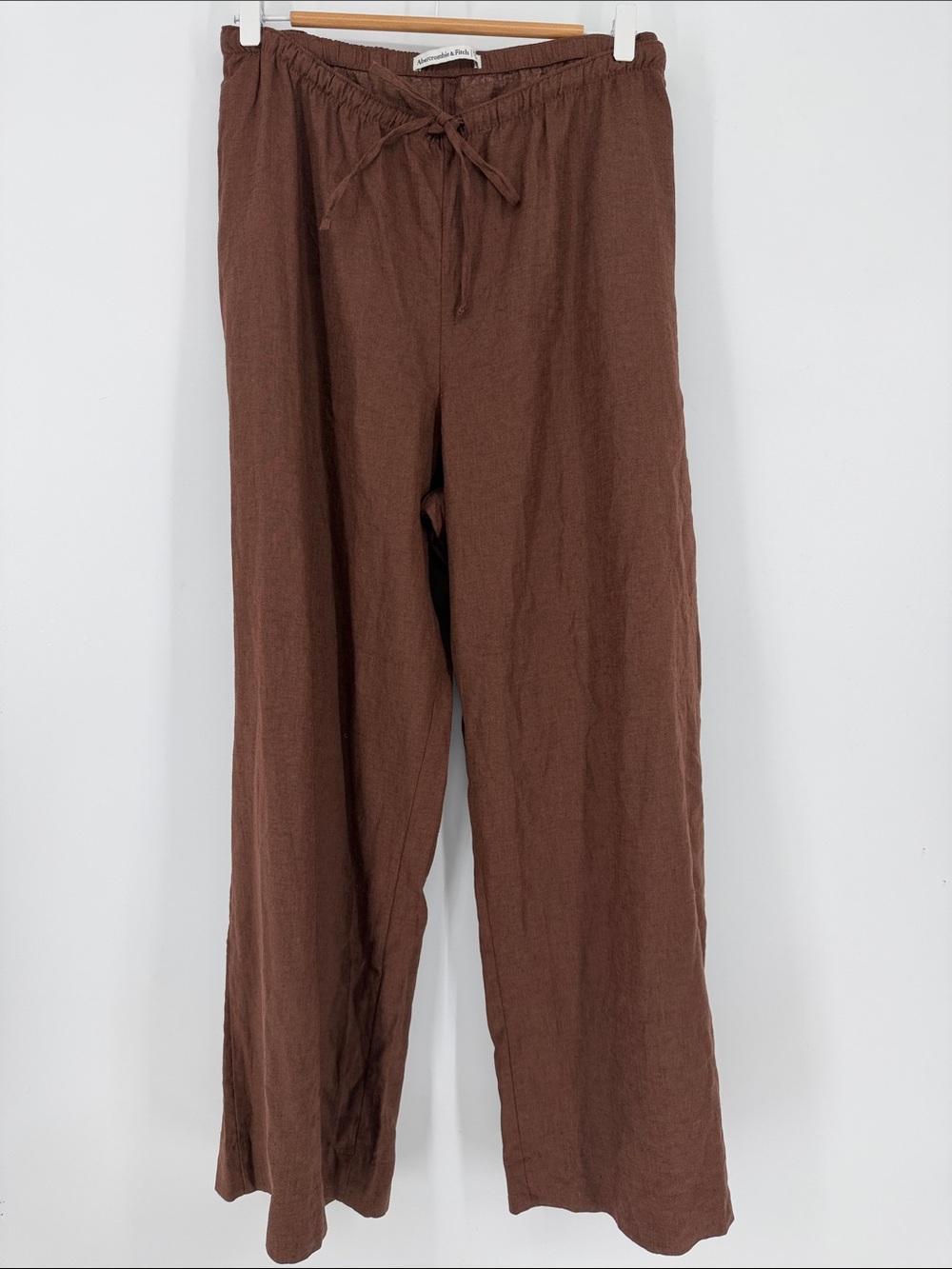Abercrombie & Fitch Brown Linen Blend Wide Leg Pull-On Pants XXL